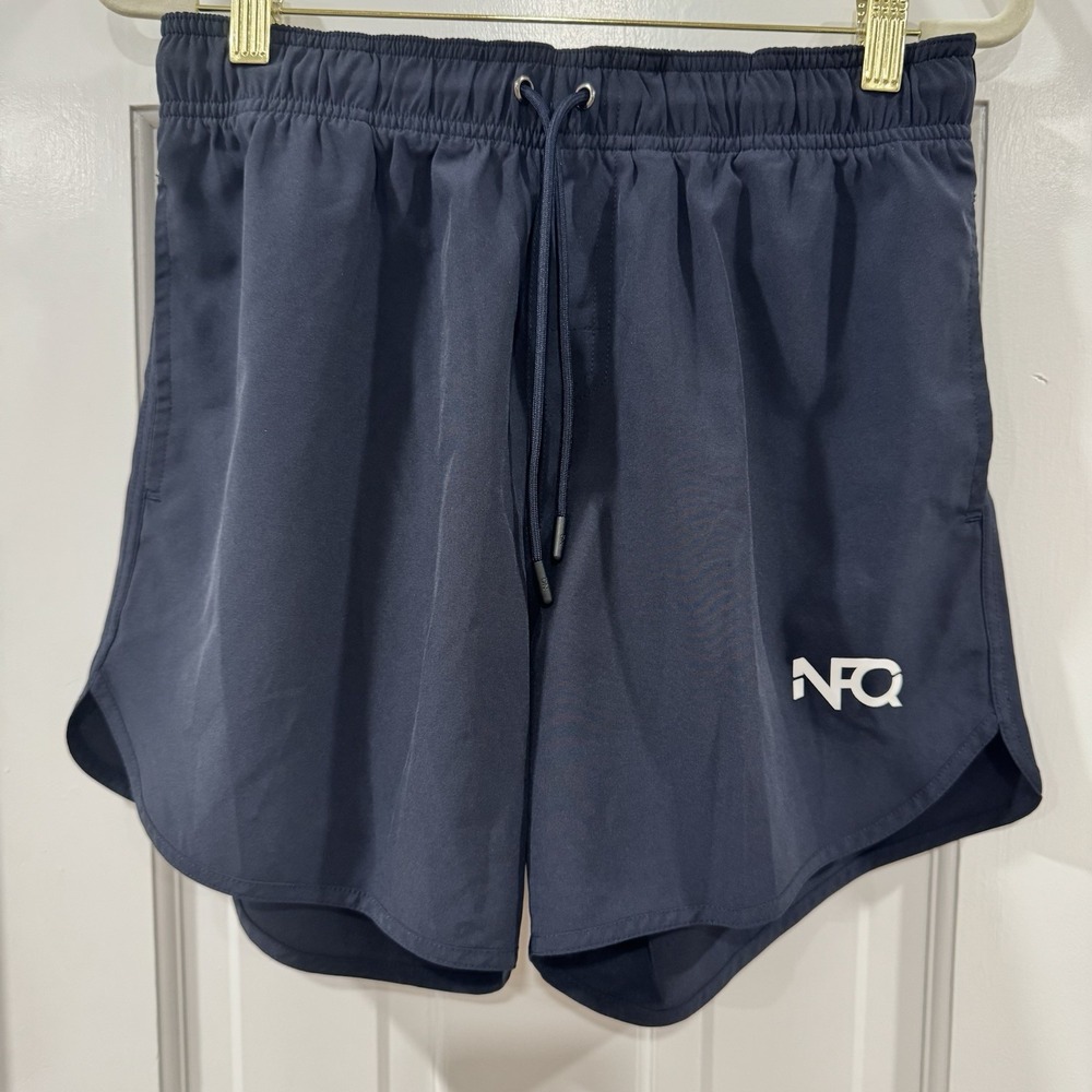 NFQ Mens Small Navy Blue Running Shorts Athletic Gym Workout Drawstring 5"
